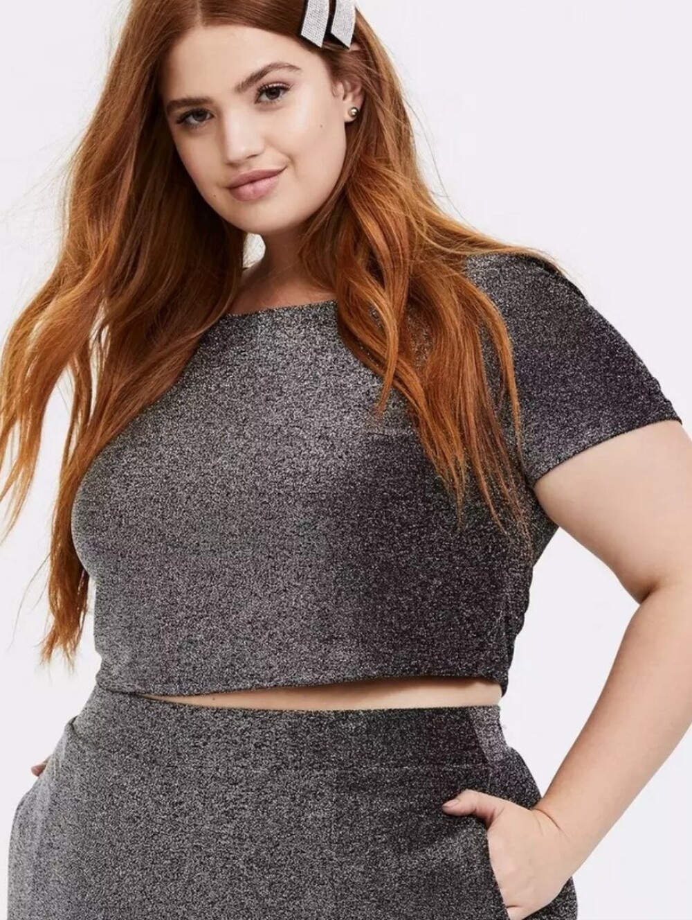 torrid Black & Silver Glitter Crop Top